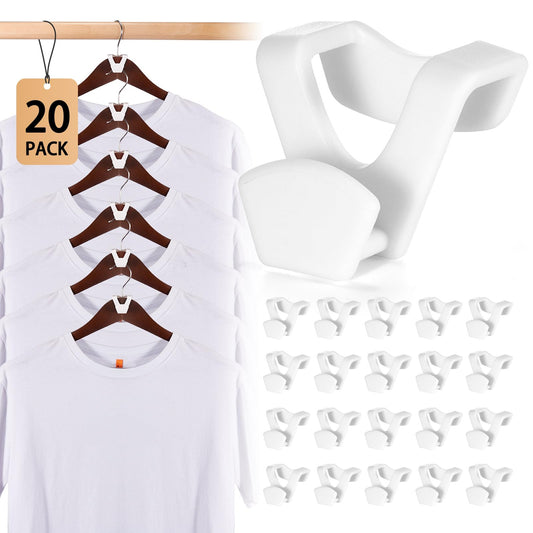 HOUSE DAY Space Saving Hangers 20 Pack, Clothes Hanger Connector Hooks, Heavy Duty Closet Space Saver, Small Space Solutions, Cascading Dorm Room Closet Organizer and Storage - White