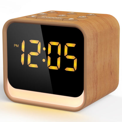 Housbay Wooden Sound Machine Alarm Clock for Bedrooms - Gentle Wake-Up with Birdsong, White Noise for Sleeping, Small Digital Clock for Phone-Free Routine