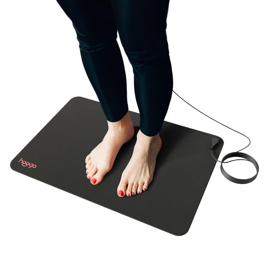 Hooga Grounding Mat for Sleep, Energy, Pain Relief, Inflammation, Balance, Wellness. Earth Connected Indoor Grounding for Home, Office, Work. 15 Foot Cord Included. Conductive Carbon