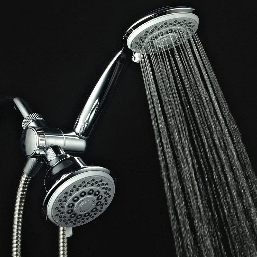 Hotel Spa AquaStorm 30-Setting SpiralFlo 3-Way High Pressure Luxury Shower Head/Handheld Showerhead Combo with Water Saving Economy Mode/Chrome