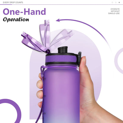 Opard 32oz Sports Water Bottle with Motivational Time Marker to Drink, Reusable BPA Free Tritan with Filter for Gym and Outdoor