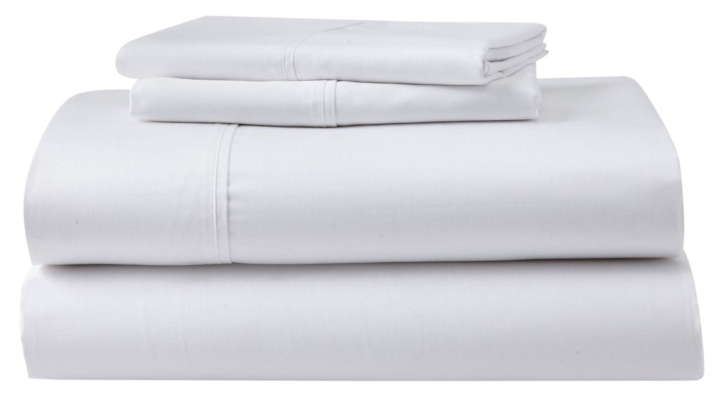 GhostBed Twin Cooling Supima Cotton and Tencel Luxury Sheet Set - Wrinkle Resistant with Deep Pockets, 3 Piece, White