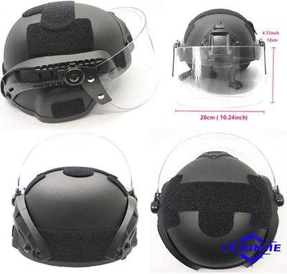 Tactical Fast Helmet with Clear Face Shield Sliding Goggles for Airsoft Paintball CS Games Outdoor Sports.