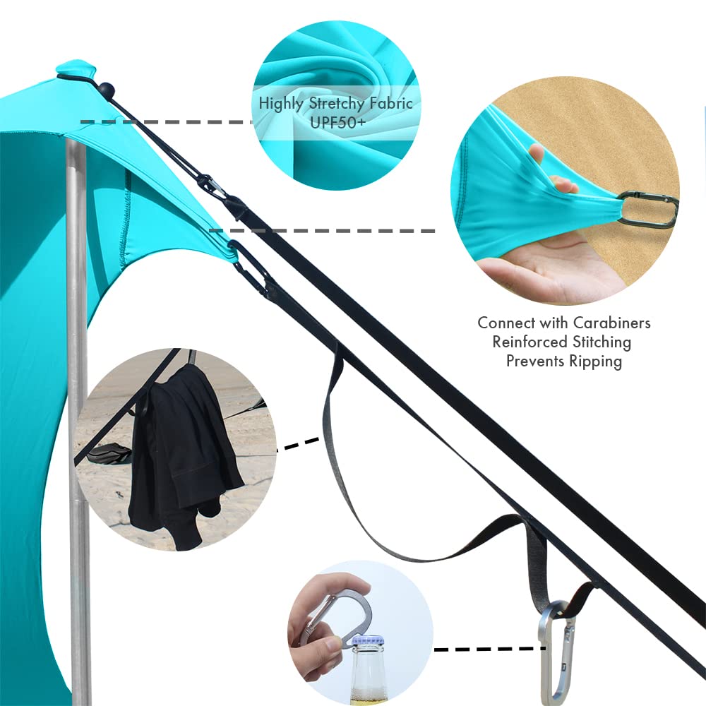 Easierhike Beach Shade Windproof Design, Sun Shelter UPF50+ Portable Family Canopy Tent with 8 Sandbag Anchors 10x10 FT 4 Poles Pop Up Outdoor Shelter for Beach, Camping, Fishing, Backyard and Picnics