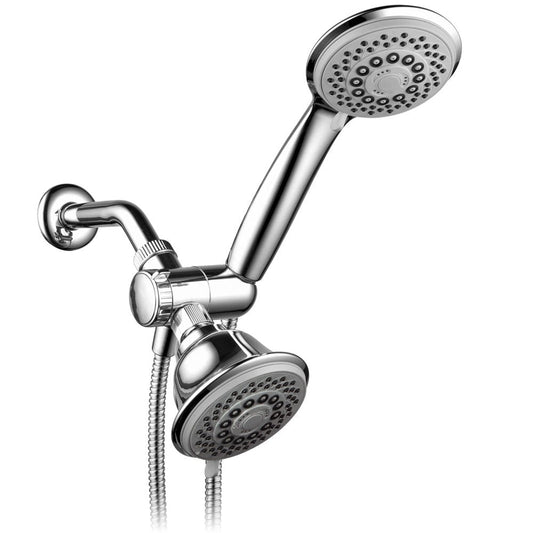 Hotel Spa AquaStorm 30-Setting SpiralFlo 3-Way High Pressure Luxury Shower Head/Handheld Showerhead Combo with Water Saving Economy Mode/Chrome