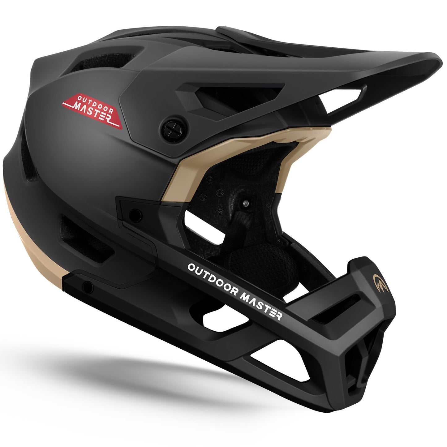 OutdoorMaster Full Face Mountain Bike Helmet for Men & Women-Two Removable Chin Pad Mountain Bike Helmet Grizzly, Ventilation Lightweight Racing Downhill DH BMX MTB Helmet (Meteorite Black, Large)