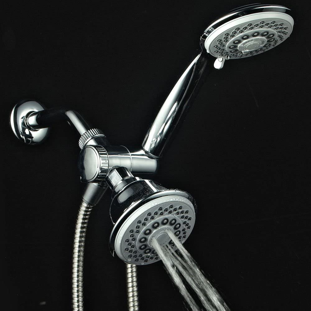 Hotel Spa AquaStorm 30-Setting SpiralFlo 3-Way High Pressure Luxury Shower Head/Handheld Showerhead Combo with Water Saving Economy Mode/Chrome