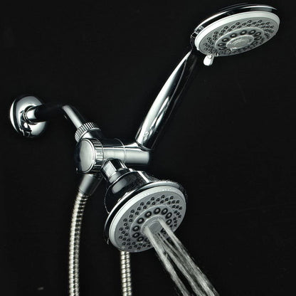 Hotel Spa AquaStorm 30-Setting SpiralFlo 3-Way High Pressure Luxury Shower Head/Handheld Showerhead Combo with Water Saving Economy Mode/Chrome