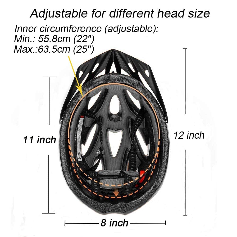 UPANBIKE Adult Bike Helmet - Adjustable One-Piece Safety Protection for Men and Women - Mountain and Road Cycling (Blue+Black)