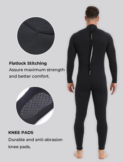Lemorecn Mens Wetsuits Jumpsuit Neoprene 3/2mm Full Body Diving Suit (3031black-3XL)