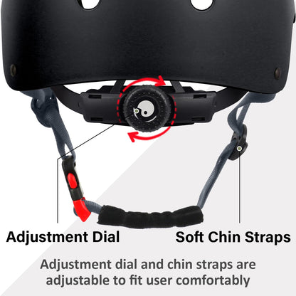 OUWOR Adult Skateboard Bike Helmet for Men and Women, Lightweight Adjustable, Multi-Sport for Bicycle Skate Scooter (Black, Large)
