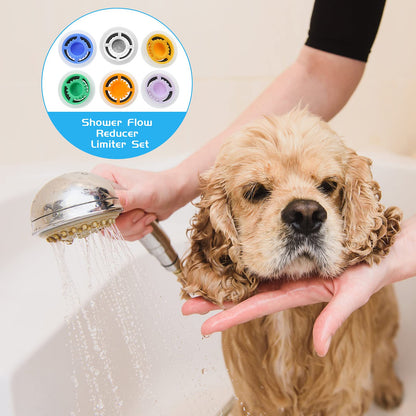 Honoson 7 Pcs Shower Flow Reducer Limiter Set 1/2 Inch Restrictor Control Valve for Fixed Handheld and Shower Head 1.2/1.5/1.8/2/ 2.2/2.5 Gpm