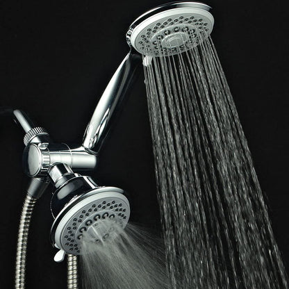 Hotel Spa AquaStorm 30-Setting SpiralFlo 3-Way High Pressure Luxury Shower Head/Handheld Showerhead Combo with Water Saving Economy Mode/Chrome
