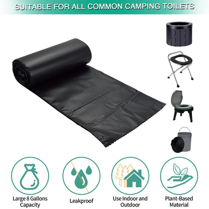 Sailortenx 80/60/20 Portable Camping Toilet Bags 100% Compostable 8 Gallon Use with 5 Gallon Bucket Toilet, Camp Toilet Waste Bags, Disposable Biodegradable Poop Bags for Outdoor Camping