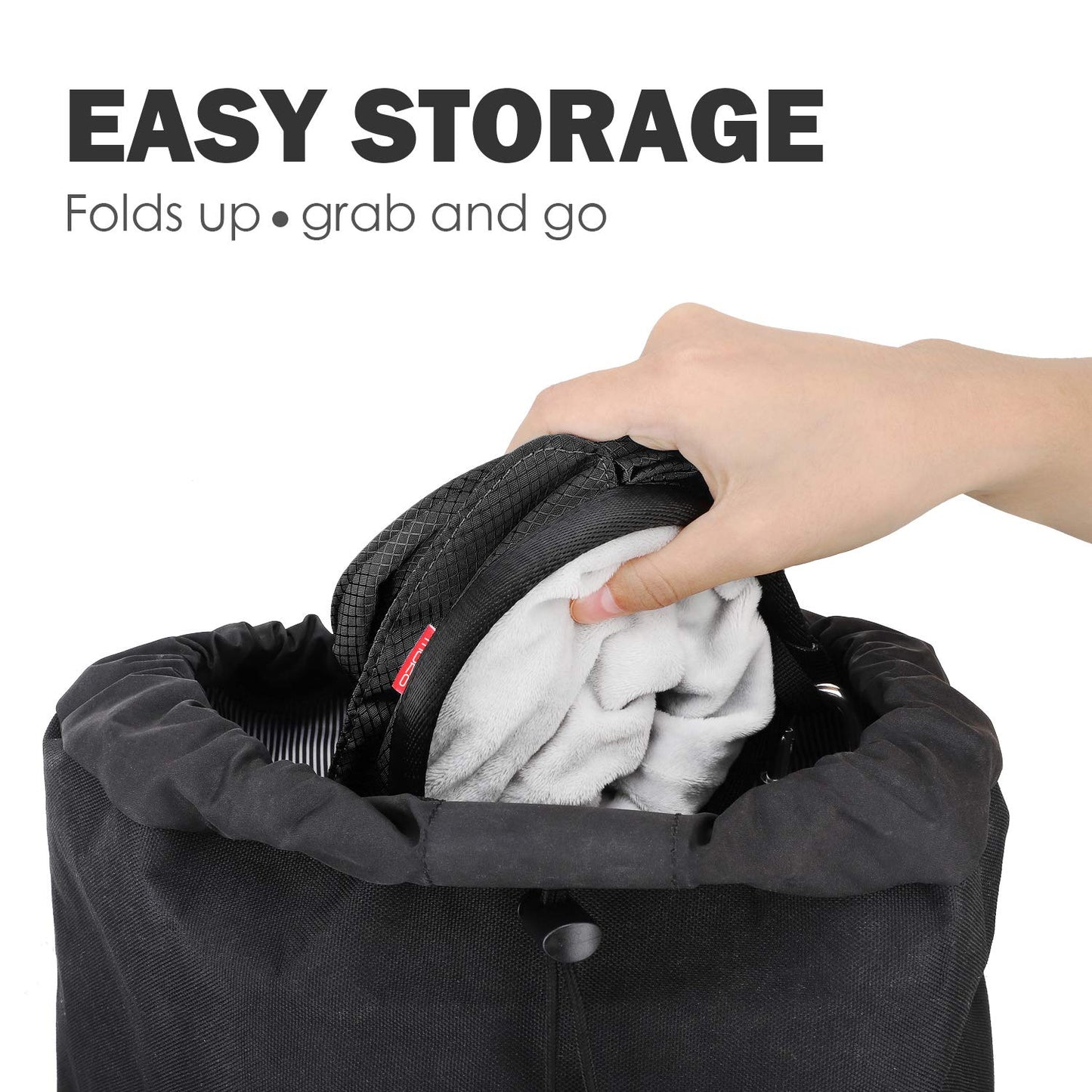 MoKo Chalk Bag, Drawstring Rock Climbing Bag Bouldering Chalk Pot Bucket with Adjustable Belt & Zippered Pockets and Carabiner for Rock Climbing Weight Lifting Gymnastics Crossfit - Black