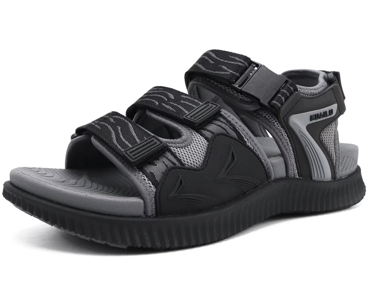KuaiLu Mens Arch Support Hiking Sandals Orthopedic Athletic Sport Recovery Walking Cushion Sandals Open Toe Summer Beach Travel Sandles Plantar Fasciitis Water Outdoor Sandalias BlackGrey 10.5