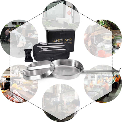 Goetland 304 Stainless Steel US Military Mess Kit Plate Set GI Type Outdoor Camping Hiking Picnic BBQ Beach