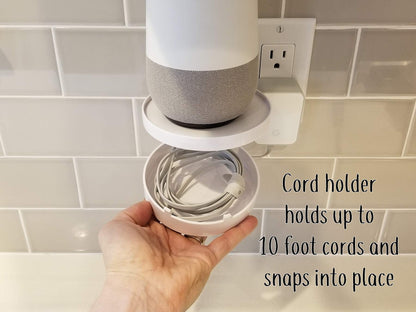 The Easy Outlet Shelf by Mount Genie - Works With All Outlets - 60 Second Install - Hidden Cord Cable Storage - Perfect Google Home Mount, Nest Wifi Mount, for Cameras, Voice Assistants, and More