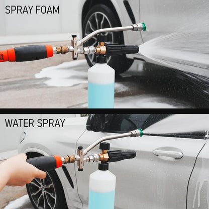 Hourleey Foam Cannon Dual-Connector Accessory, Pressure Washer Double Tip Attachment for Soap Cannon with 5 Power Washer Sprayer Nozzles, 1/4" Quick Connect, 4000 PSI