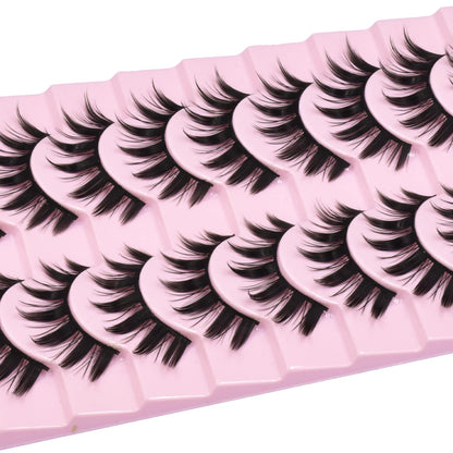 10 Pairs Manga Lashes Anime Cosplay Lashes Spiky Manga Style Lashes Janpanese 16mm Extension Natural Manhua Doll Eye Lashes Halloween/Party Makeup Look by AUGENLI (A3)