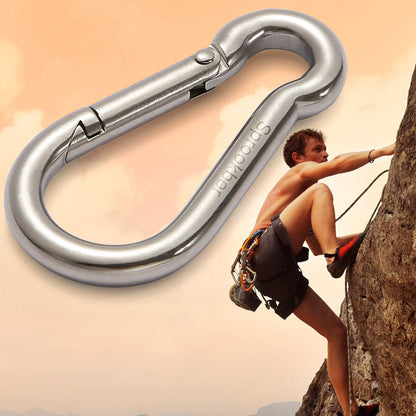 sprookber Stainless Steel Carabiner Spring Snap Hook - 304 Stainless Steel Heavy Duty Clips, Set of 4 (2.25 Inch)