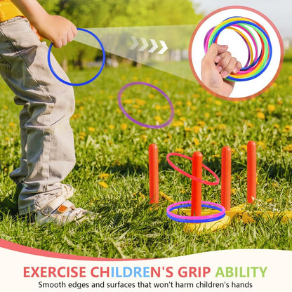 OBTANIM 12 Pcs Plastic Ring Toss Game for Kids and Outdoor Toss Rings for Speed and Agility Practice Game, Random Colors