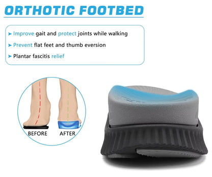 KuaiLu Mens Arch Support Hiking Sandals Orthopedic Athletic Sport Recovery Walking Cushion Sandals Open Toe Summer Beach Travel Sandles Plantar Fasciitis Water Outdoor Sandalias BlackGrey 10.5