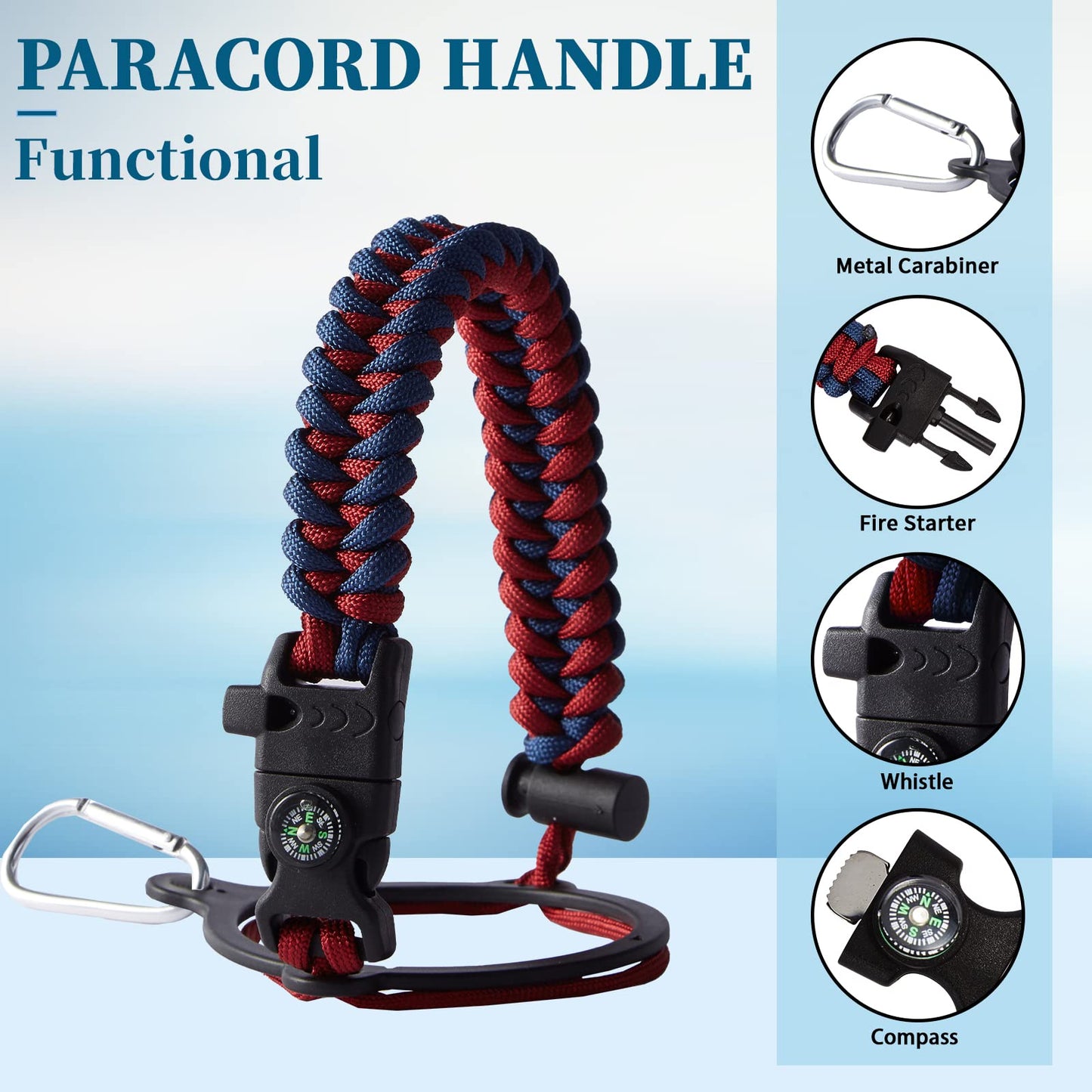 VICKNIY 40 OZ Insulated Water Bottles with Straw Lid, Stainless Steel Water Bottle for Men Women, Wide Mouth Water Flask Sports with Shoulder Carrier Bag, Paracord Handle, Straw & Spout Lids