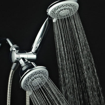 Hotel Spa AquaStorm 30-Setting SpiralFlo 3-Way High Pressure Luxury Shower Head/Handheld Showerhead Combo with Water Saving Economy Mode/Chrome