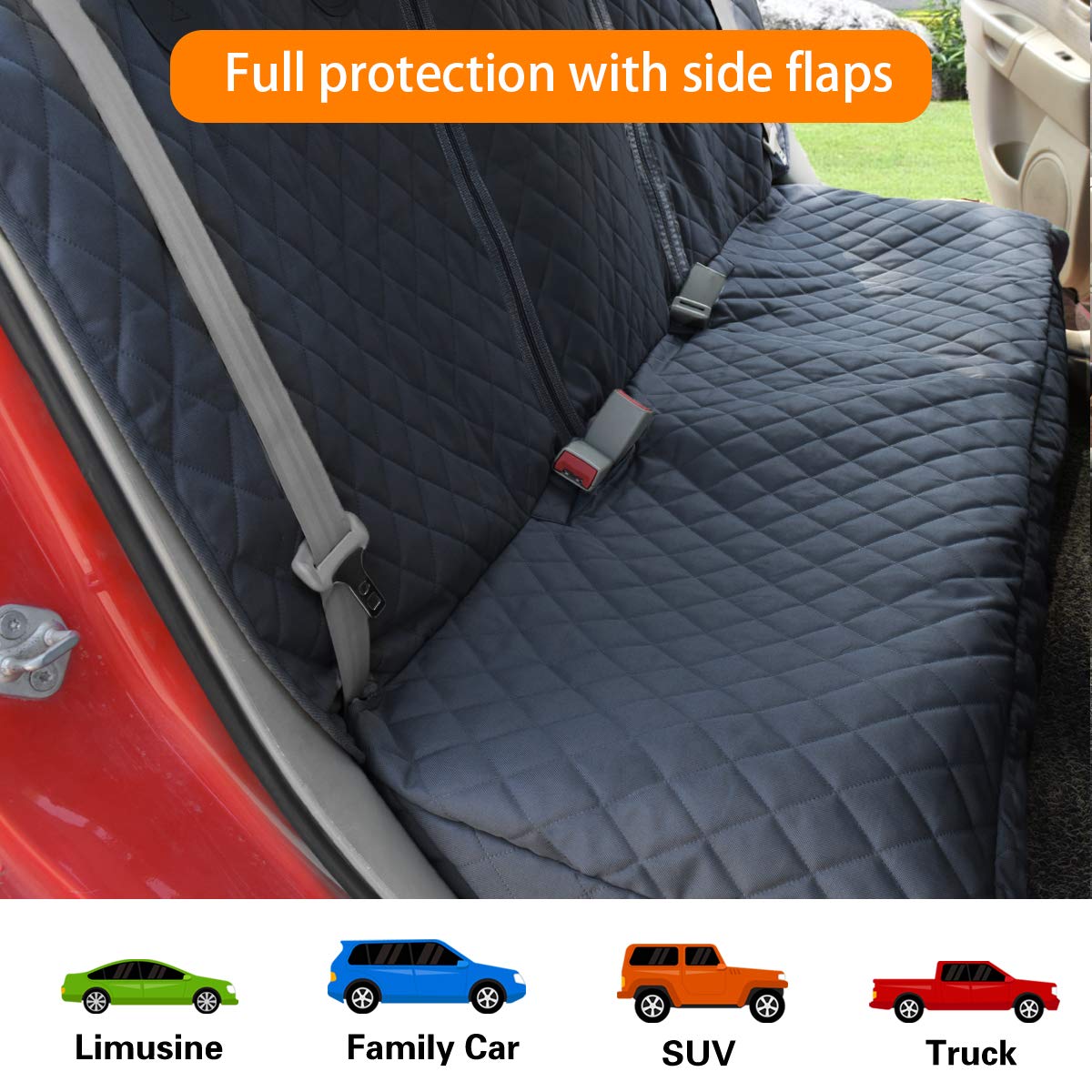 Honest Dog Car Seat Covers, Dog seat Cover with Side Flap for Cars, Trucks, and Suv's - Waterproof & Nonslip Pet Seat Cover for Backseat