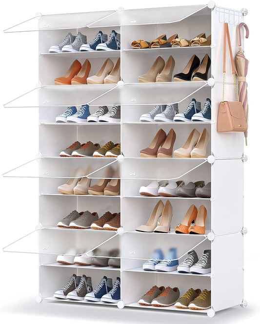 HOMICKER Shoe Storage,32 Pairs Shoe Rack Organizer for Closet Shoe Cabinet with Door Shoe Shelves for Closet,Entryway,Hallway,Bedroom