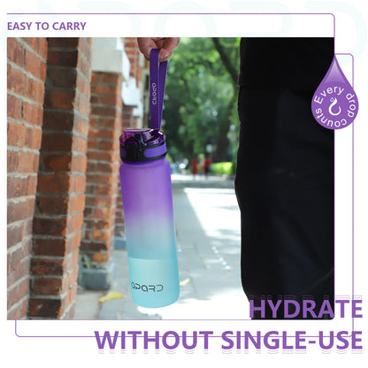 Opard 32oz Sports Water Bottle with Motivational Time Marker to Drink, Reusable BPA Free Tritan with Filter for Gym and Outdoor