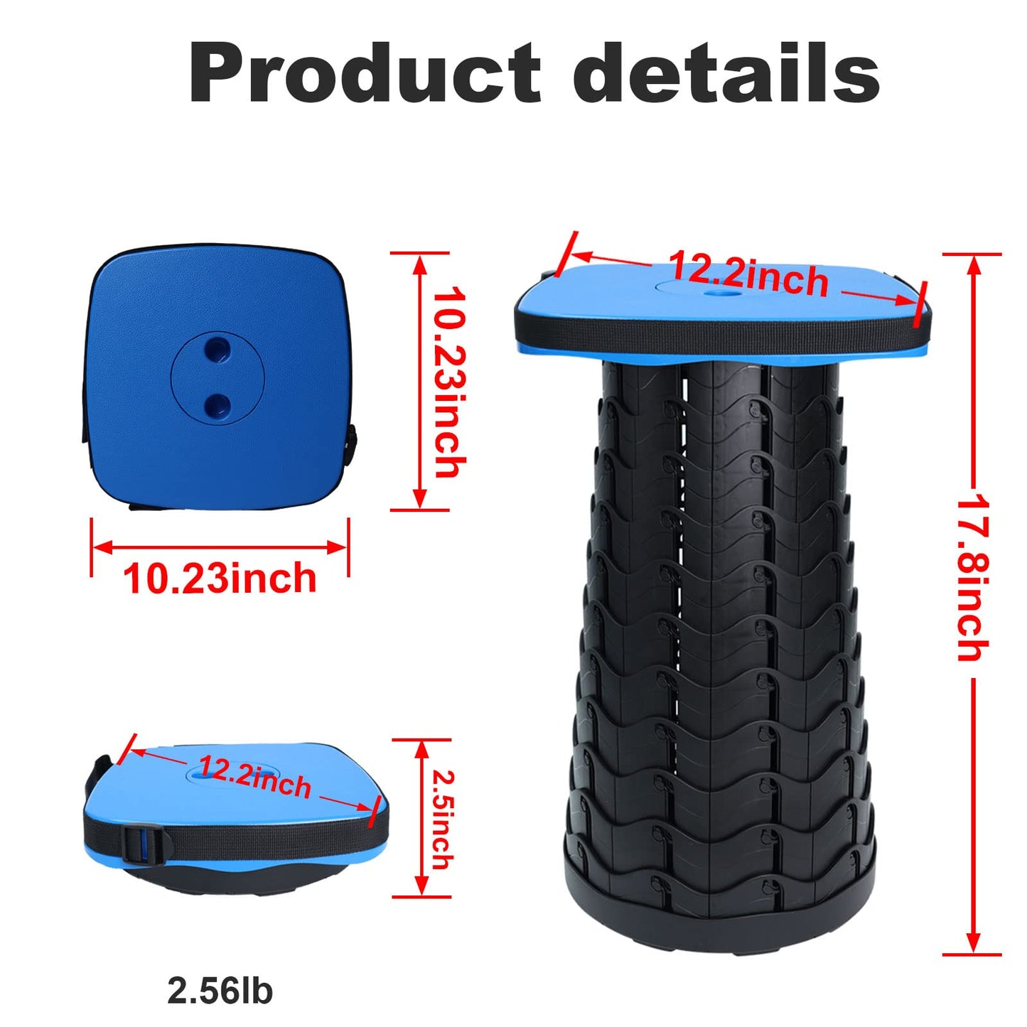 Deer's Life Square Portable Folding Stool, Upgrade Full Color Collapsible Stools for Adults Heavy Duty 485lbs Yet Small Lightweight Telescoping Retractable Camping Stool for Travel Outdoor Indoor
