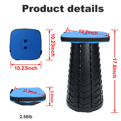 Deer's Life Square Portable Folding Stool, Upgrade Full Color Collapsible Stools for Adults Heavy Duty 485lbs Yet Small Lightweight Telescoping Retractable Camping Stool for Travel Outdoor Indoor