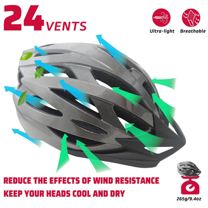 SAEROVIE Adult Bike Helmet, Mountain and Road Bicycle Helmets with Visor, Lightweight Breathable and 56 to 62 cm Adjustable Cycling Riding Helmets for Mens and Womens