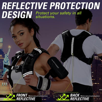 Weighted Vest Woman BeatBoost 25 lb Weight Vest with Ironsand for Walking Strength Training Running Workout Black