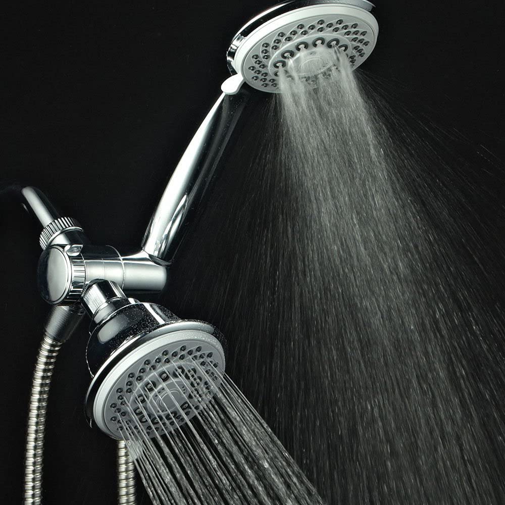 Hotel Spa AquaStorm 30-Setting SpiralFlo 3-Way High Pressure Luxury Shower Head/Handheld Showerhead Combo with Water Saving Economy Mode/Chrome