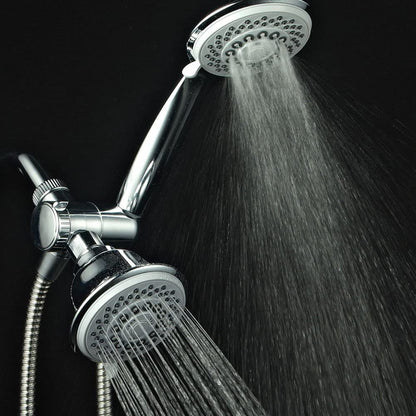 Hotel Spa AquaStorm 30-Setting SpiralFlo 3-Way High Pressure Luxury Shower Head/Handheld Showerhead Combo with Water Saving Economy Mode/Chrome