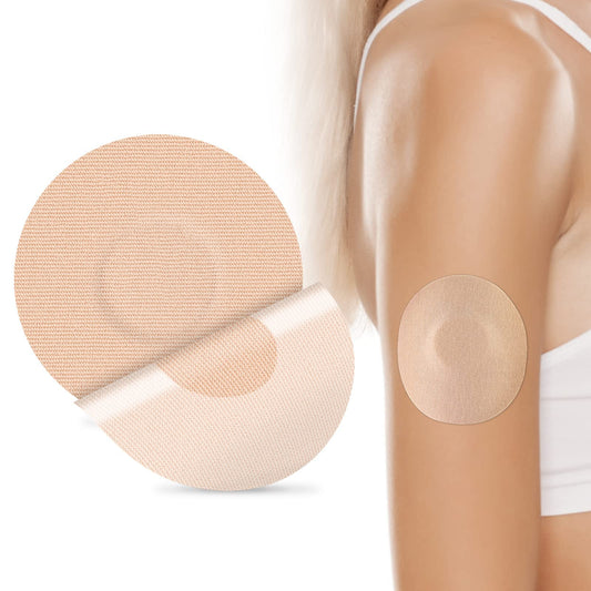 HONYOU Libre 2 Sensor Covers & Lingo CGM Waterproof & Sweat-Proof Adhesive for 14 Days, Pre-Cut Flexible Tape Without Hole, Freestyle & Medtronic Guardian Glucose Monitor Patches, 30 Pack, Tan