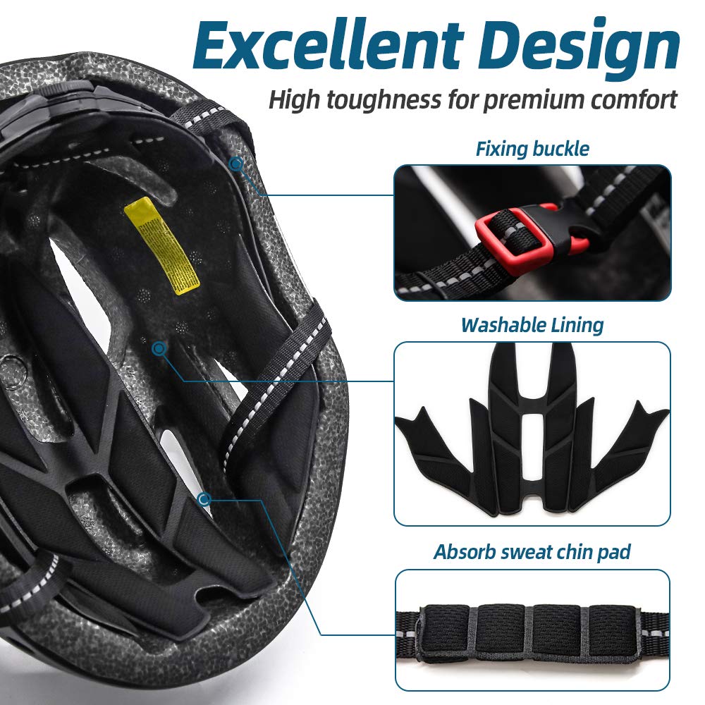 EASTINEAR Adults Bike Helmet Magnetic Goggle Cycling Helmet with USB Rechargeable Taillight for Men Women Mountain & Road Bicycle Helmet Magnetic Shield Size M/L (Black Red)