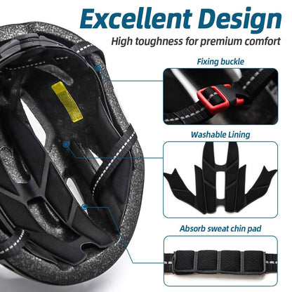 EASTINEAR Adults Bike Helmet Magnetic Goggle Cycling Helmet with USB Rechargeable Taillight for Men Women Mountain & Road Bicycle Helmet Magnetic Shield Size M/L (Black Red)