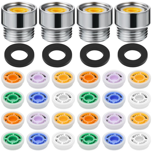 Honoson 7 Pcs Shower Flow Reducer Limiter Set 1/2 Inch Restrictor Control Valve for Fixed Handheld and Shower Head 1.2/1.5/1.8/2/ 2.2/2.5 Gpm