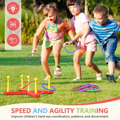 OBTANIM 12 Pcs Plastic Ring Toss Game for Kids and Outdoor Toss Rings for Speed and Agility Practice Game, Random Colors