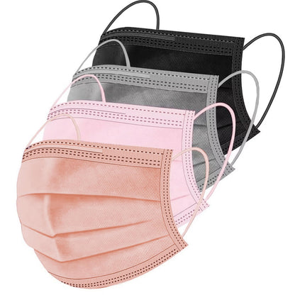 ZIYE 100 Pcs Multicolor Disposable Face Masks, Breathable Non-woven Multicolor Mask Facial Mouth Cover 3 Layer with Nose Clip Elastic Earloop 4Color