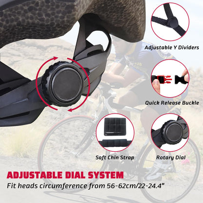 SAEROVIE Adult Bike Helmet, Mountain and Road Bicycle Helmets with Visor, Lightweight Breathable and 56 to 62 cm Adjustable Cycling Riding Helmets for Mens and Womens