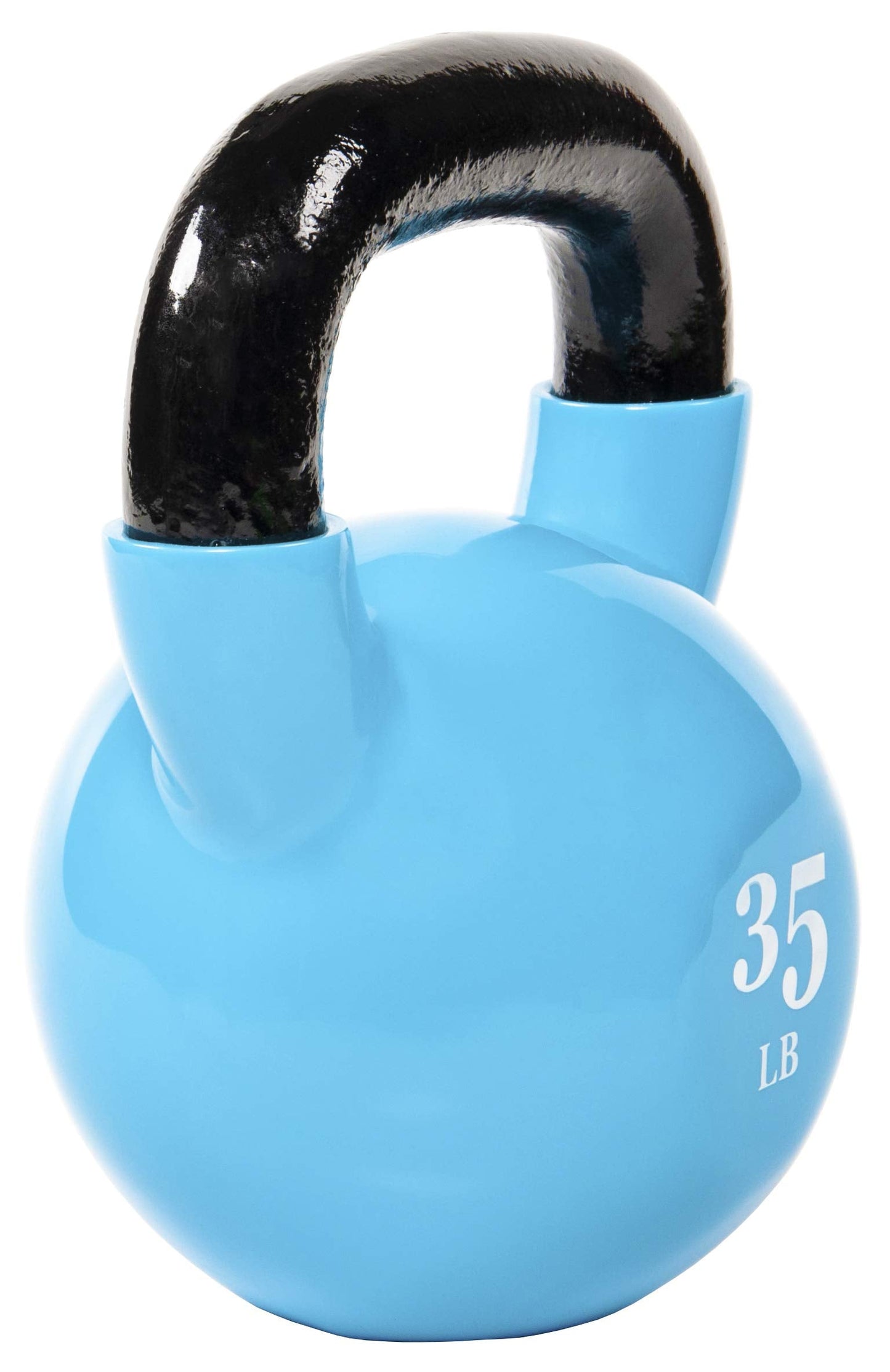 Signature Fitness All-Purpose Color Vinyl Coated Solid Cast Iron Kettlebell Weight, 35lbs