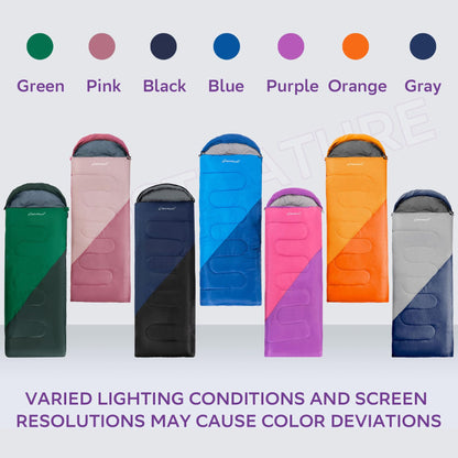 Clostnature Sleeping Bag for Adults and Kids - Lightweight Camping Sleeping Bag for Girls, Boys, Youths, Ultralight Backpacking Sleeping Bags for Cold Weather - Compression Sack Included(Left Zipper)