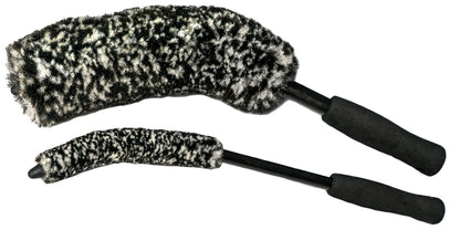 ExoForma Bendable Brush Set - Unique Adjustable 2-Piece Wheel Brush Set Cleans Behind Wheels - Tough Yet Gentle Wool Fiber + No-Scratch Rubber Tip Safe for All Wheel Types - Comfy Ergonomic Grip