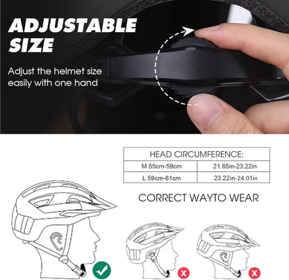 Bike Helmet, Shinmax Adult Cycling Helmet with USB Rechargeable LED Front and Back Light Bicycle Helmets for Men Women (Black, Large)