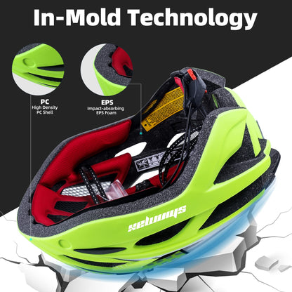Shinmax Bike Helmet, CPSC/CPC Certificated Bicycle Helmet with Detachable Magnetic Goggles&Led Back Light&Portable Backpack Cycling Helmet Adjustable Mountain Bike Helmet for Adult Men Women SM-T69